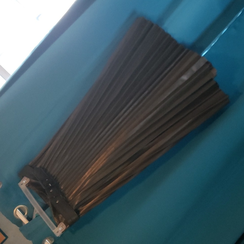 Green faux leather pleated skirt, size S